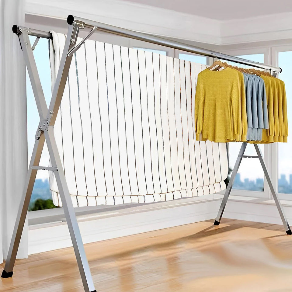 SOGA 2m Portable Standing Clothes Drying Rack Foldable Space-Saving Laundry Holder Indoor Outdoor