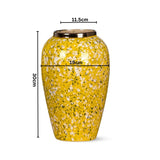 SOGA 30x19cm Yellow with White Mini Floral Medium Ceramic Flower Vase Elegant Living Room Home Decor