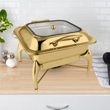 SOGA 2X Gold Plated Stainless Steel Square Chafing Dish Tray Buffet Cater Food Warmer Chafer with Top Lid