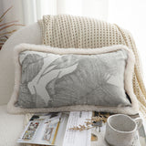 SOGA 30cm Wabi-sabi Rectangular Raised Embroidery Leaf & Lumbar Throw Pillow