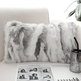 SOGA 30cm Throw Pillow Floral Gray Rabbit Fur Lumbar Warm Cozy Decorative Cushion Home Decor