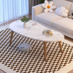 SOGA 2X 80x40cm White Stone Pattern Living Room Nordic  Coffee Table Modern Style