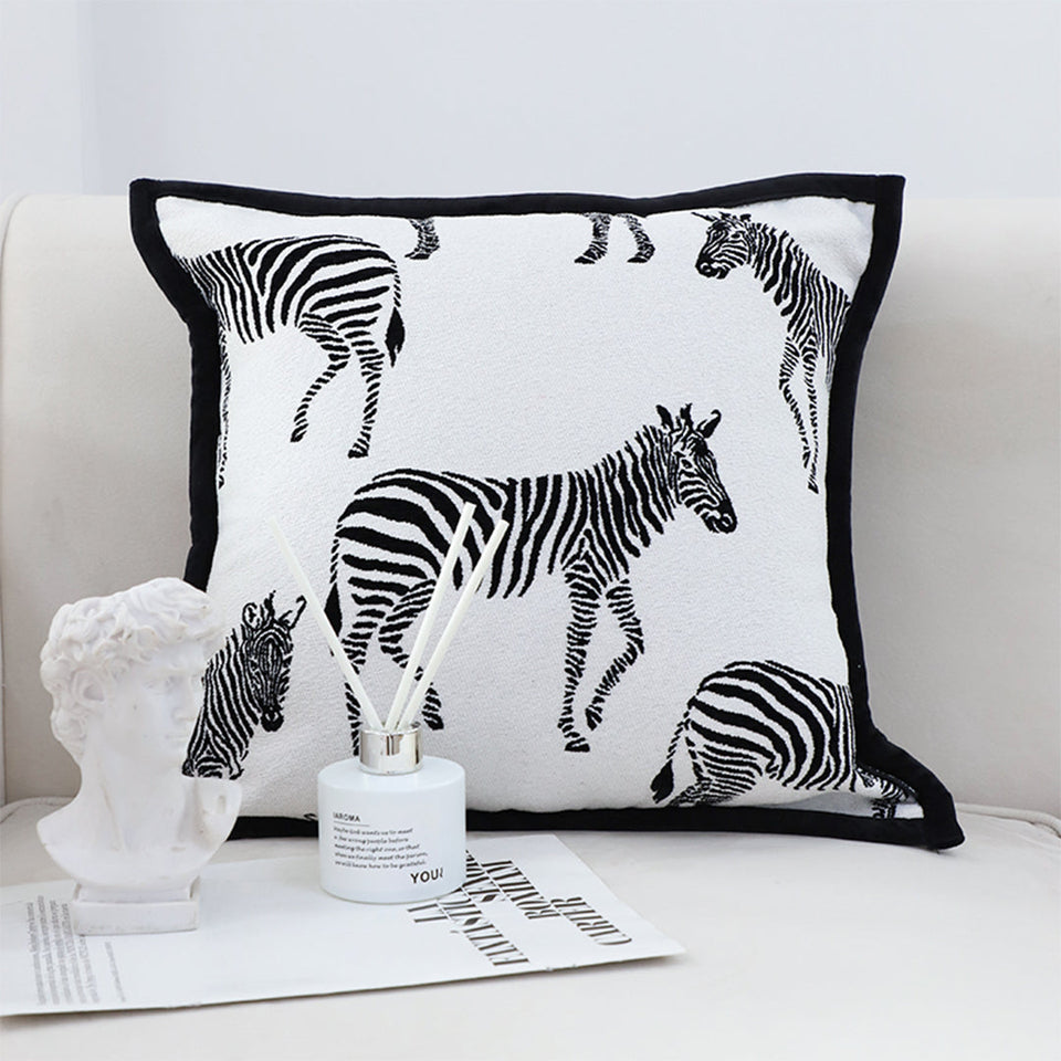 SOGA 45cm Black and White Light  Luxury Zebra Cushion Decorative Square Pillow Living Room