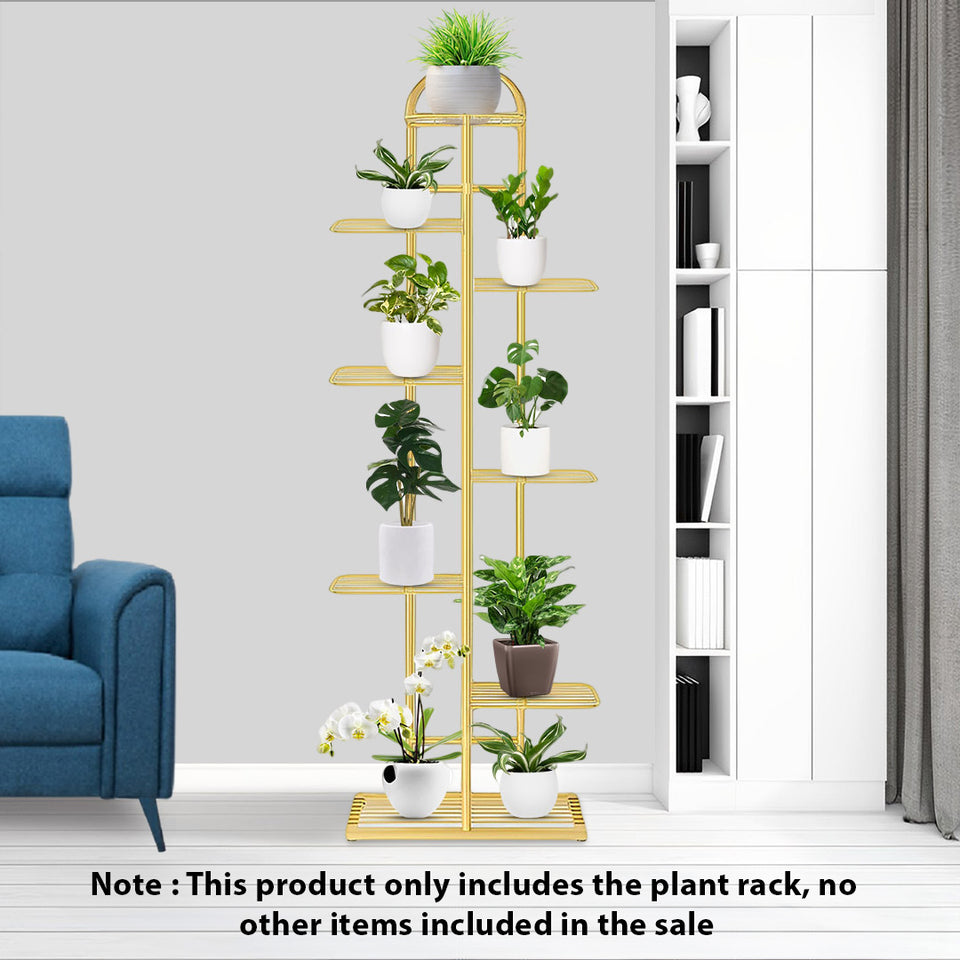 SOGA 8 Tier 9 Pots Gold Metal Plant Stand Flowerpot Display Shelf Rack Indoor Home Office Decor