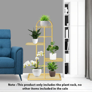 SOGA 4 Tier 5 Pots Gold Metal Plant Stand Flowerpot Display Shelf Rack Indoor Home Office Decor