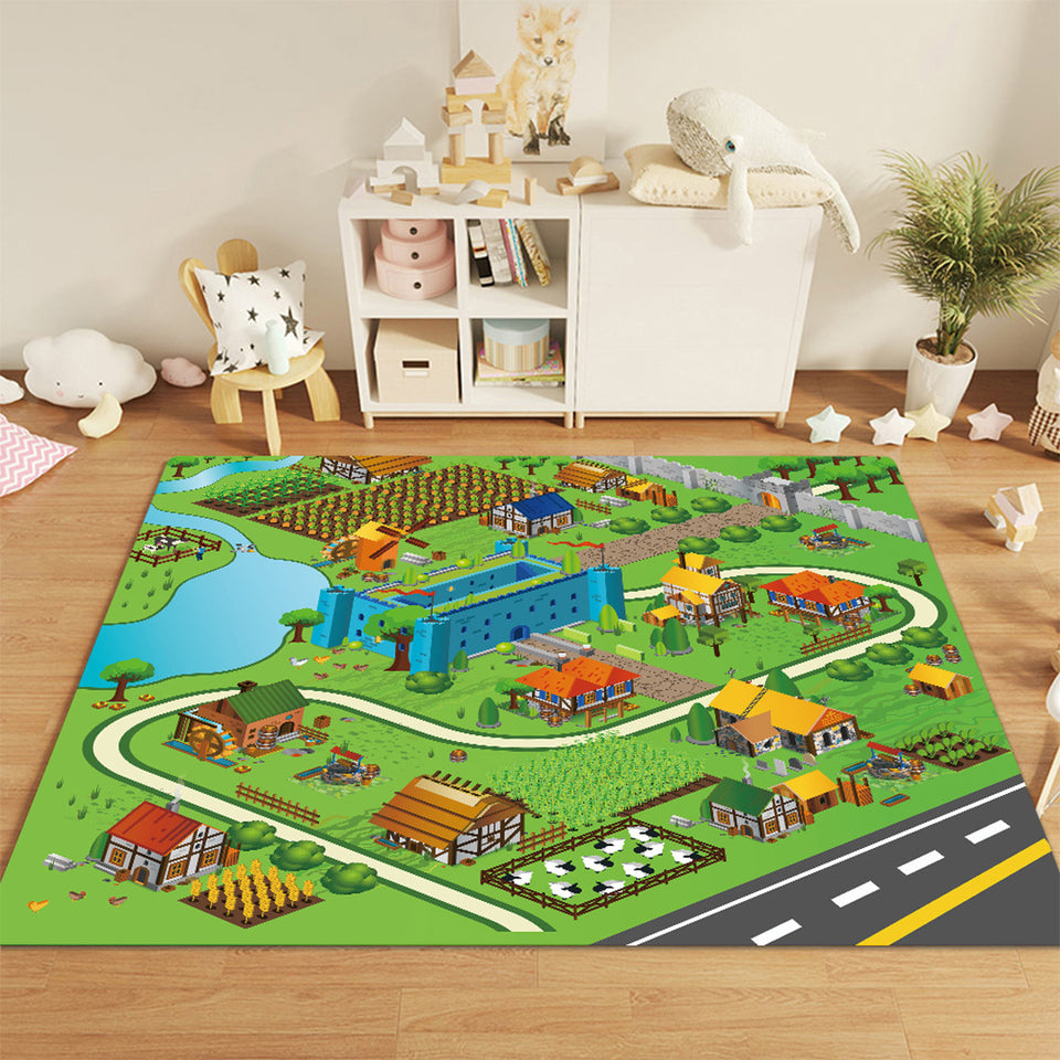 SOGA 2X 120cm Kids Rug Street Map Play Mat Educational Baby Theme Park Area Rugs