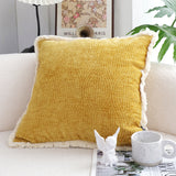 SOGA 50cm Throw Pillow Turmeric Yellow Aesthetic Chenille Texture for Home Decor