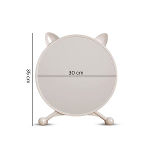 SOGA 30cm White Smart Makeup Bedroom Table Mirror Cat Ear Style No LED Light