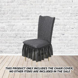 SOGA Dark Grey Chair Cover Seat Protector with Ruffle Skirt Stretch Slipcover Wedding Party Home Decor