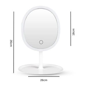 SOGA 26cm White Oval Smart LED Makeup Bedroom Table Vanity Mirror Tricolor Adjustable Light w/ 5x Magnification