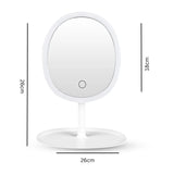 SOGA 26cm White Oval Smart LED Makeup Bedroom Table Vanity Mirror Tricolor Adjustable Light w/ 5x Magnification