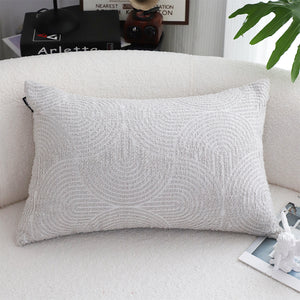 SOGA 35cm Throw Pillow Off White Lumbar Embroidered Decorative Cover Stitch for Home Decor