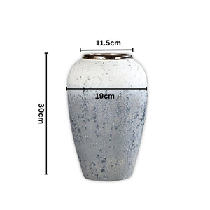 SOGA 30x19cm White and Grey Medium Ceramic Flower Vase Elegant Living Room Home Decor