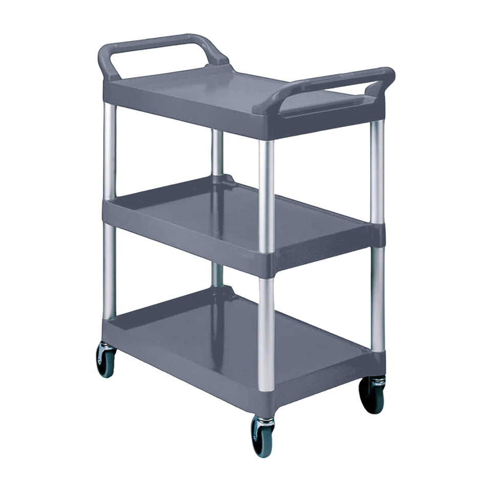 SOGA 2X 3 Tier Food Trolley Portable Kitchen Cart Multifunctional Big Utility Service with wheels 830x420x950mm Gray