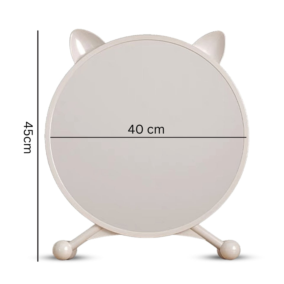 SOGA 40cm White Smart Makeup Bedroom Table Mirror Cat Ear Style No LED Light