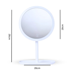 SOGA 26cm White Round Smart LED Makeup Bedroom Table Vanity Mirror Tricolor w/ 5x Magnification