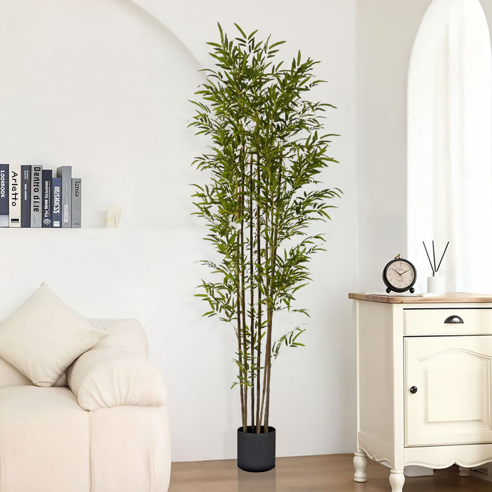 SOGA 2X 210cm Lucky Bamboo Tree Bambusa Vulgaris Artificial Plant w/ 7 Branches Home Accent Decor