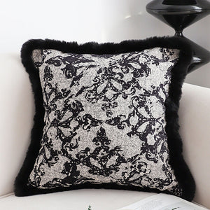 SOGA 45cm Vintage Black Herringbone Pillowcase Set & Square Throw Pillow