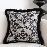 SOGA 45cm Vintage Black Herringbone Pillowcase Set & Square Throw Pillow