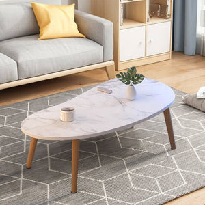 SOGA 2X 80x40cm White Stone Pattern Living Room Nordic  Coffee Table Modern Style