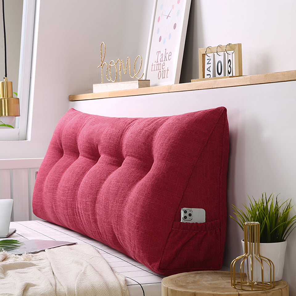 SOGA 2X 150cm Rose Red Triangular Wedge Bed Pillow Headboard Backrest Bedside Tatami Cushion Home Decor