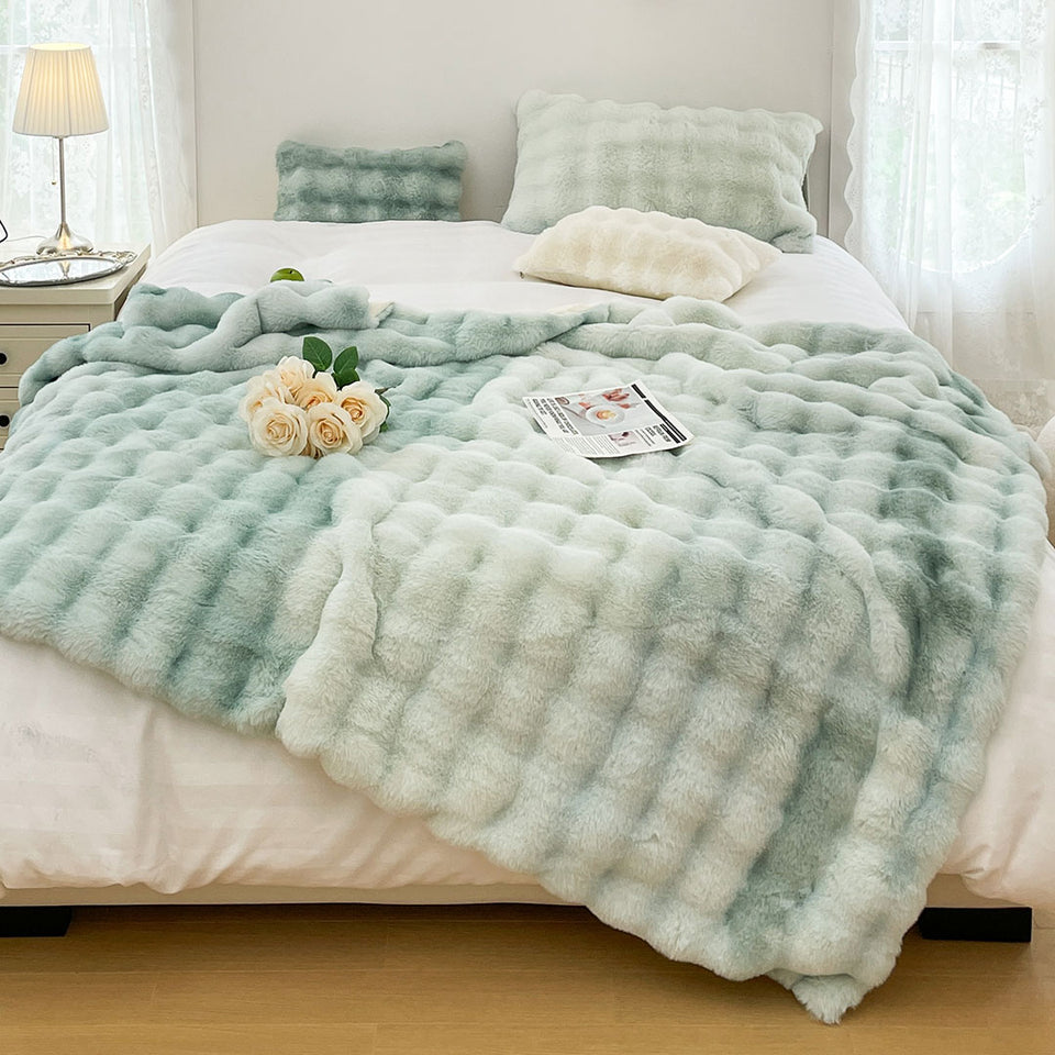 SOGA 200cm Light Green Fuzzy Super Soft and Cozy Fluffy Throw Blanket