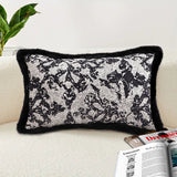 SOGA 30cm Vintage Black Pillowcase Set Black Herringbone Pattern Lumbar Throw Pillow