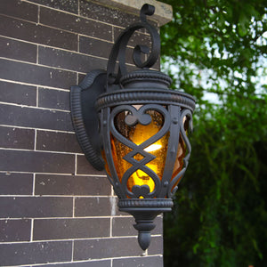 Vintage Lantern 57cm Outdoor Antique Bronze Wall Sconce Classic Rustic Exterior Light Fixture