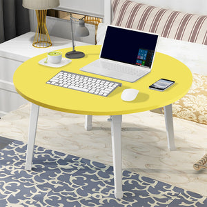 SOGA Yellow Portable Floor Table Small Round Space-Saving Mini Desk Home Decor