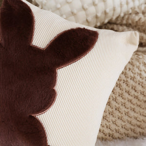 SOGA 45cm Throw Pillow Light Tan Square Cushion with Soft Coffee Bunny Design Decorative Home Decor