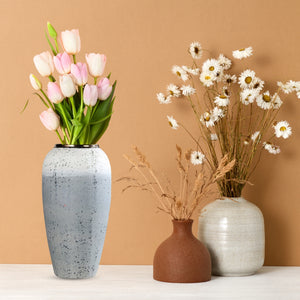 SOGA 35x17cm White and Grey Large Ceramic Flower Vase Elegant Living Room Home Decor