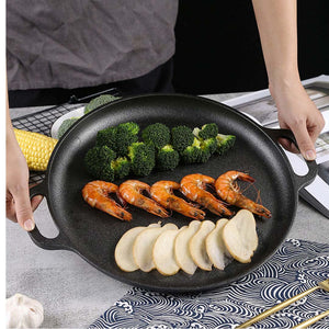 SOGA Dual Burners Cooktop Stove 30cm Cast Iron Frying Pan Skillet and 30cm Induction Casserole