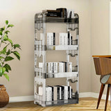 SOGA 38x24x90cm Clear 4 Tier Bookshelf & Cosmetic Storage Organizer Trolley Rack