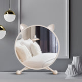 SOGA 30cm White Smart Makeup Bedroom Table Mirror Cat Ear Style No LED Light