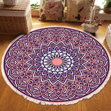 SOGA 2X 90cm Purple Mandala Round Carpet for Living Room Bedroom Anti-slip Doormat Home Decor