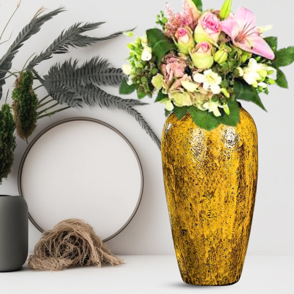 SOGA 35x17cm Yellow Large Ceramic Flower Vase Elegant Living Room Home Decor