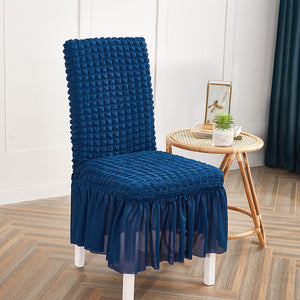 SOGA 2X Blue Chair Cover Seat Protector with Ruffle Skirt Stretch Slipcover Wedding Party Home Decor