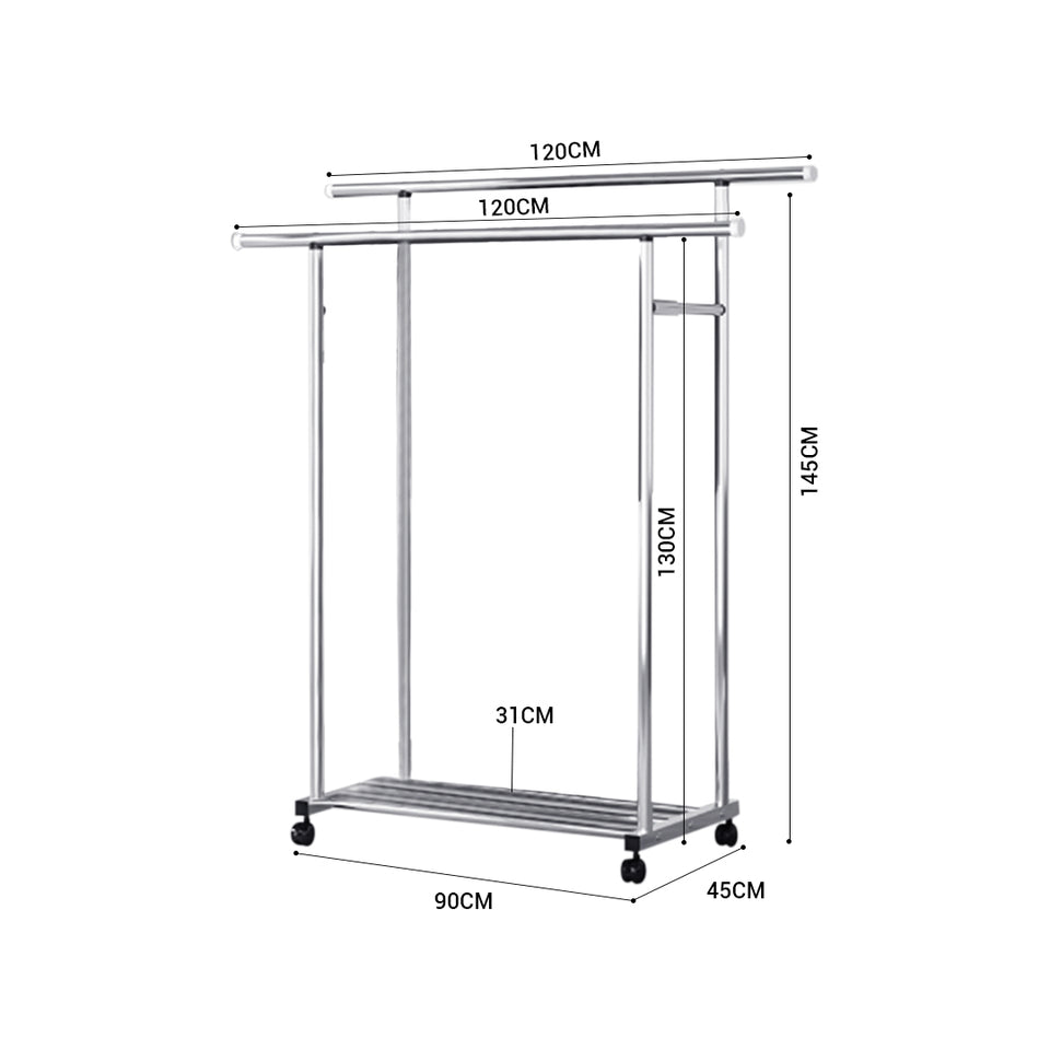 SOGA 120cm Stainless Steel Floor-Standing Clothes Rack - Durable and Space-Saving Laundry Organizer