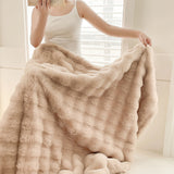 SOGA 200cm Light Camel Fur Fuzzy Super Soft and Cozy Fluffy Throw Blanket