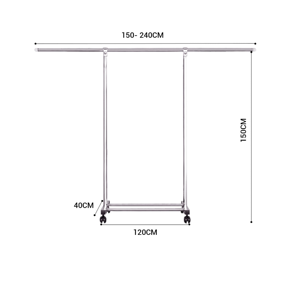 SOGA 180cm Stainless Steel Floor-Standing Clothes Rack - Durable and Space-Saving Laundry Organizer