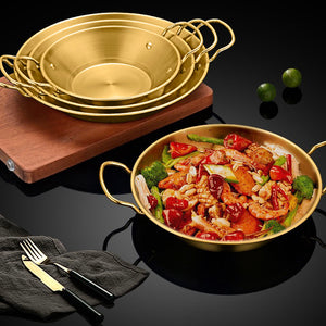 SOGA 29cm Signature Dry Pot And crafted with 201 Material in Gold For Kitchen Essential