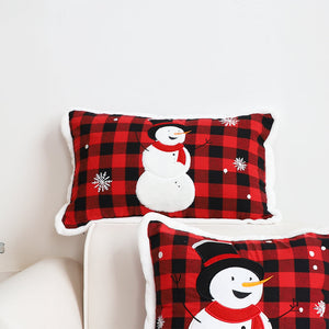 SOGA 30cm Throw Pillow Red Christmas Snowman Lumbar Cushion for Festive Holiday Winter Home Decor