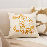 SOGA 45cm Throw Pillow White Light Luxury with Golden Leopard Design Decorative Square Cushion Home Decor