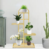 SOGA 4 Tier 5 Pots Gold Metal Plant Stand Flowerpot Display Shelf Rack Indoor Home Office Decor