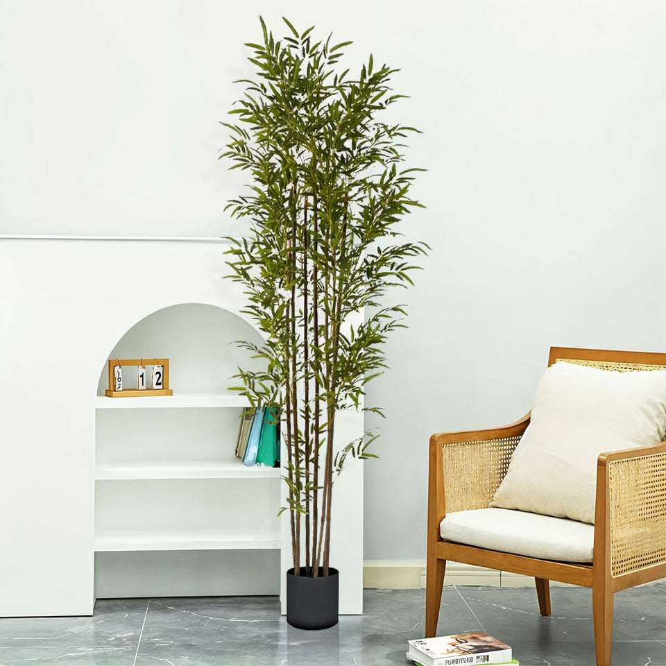 SOGA 2X 210cm Lucky Bamboo Tree Bambusa Vulgaris Artificial Plant w/ 7 Branches Home Accent Decor