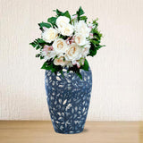 SOGA 30x19 Blue Medium Ceramic Flower Vase Elegant Living Room Home Decor