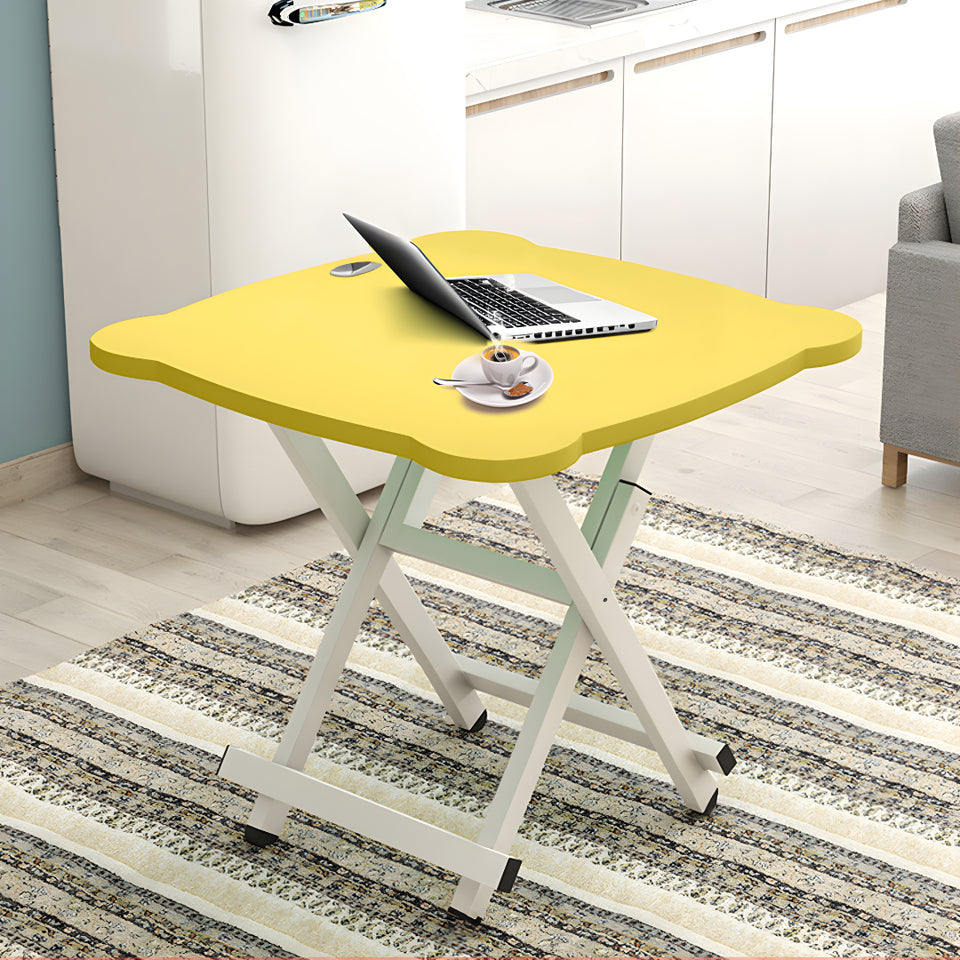 SOGA Yellow Minimalist Cat Ear Folding Table Indoor Outdoor Portable Stall Desk Home Decor