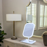 SOGA 26cm White Squared Smart LED Makeup Bedroom Table Vanity Mirror Tricolor Adjustable Light