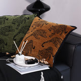 SOGA 45cm Throw Pillow Dark Brown Leopard Square Retro Decorative Cushion for Living Room