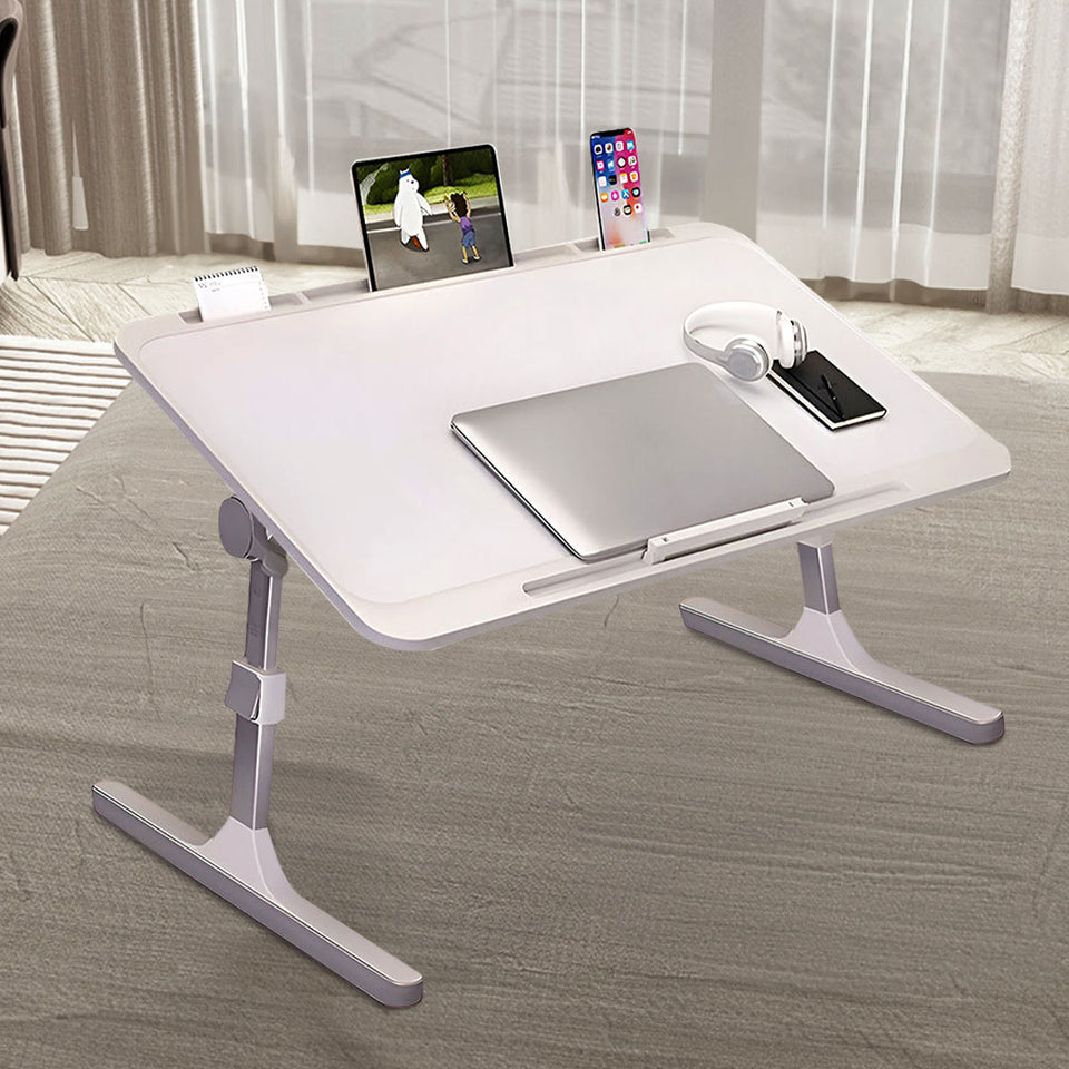 SOGA 2X 70X45cm White Small Laptop Bed Portable Foldable Study Table Adjustable